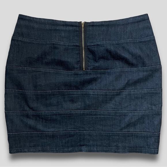 ROZ ALI  WOMENS VINTAGE MINI BANDAGE SKIRT Y2K BOHO WESTERN BLUE 16 - Picture 2 of 7